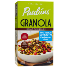 Мюсли с какао и малиной Pauluns Granola kakao ja vaarika 450г