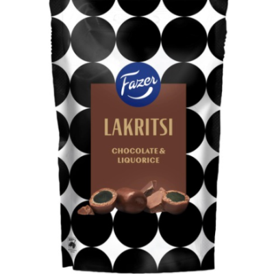 Лакричные конфеты с шоколадом  Fazer Licorice 140г в молочном шоколаде