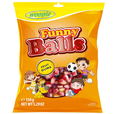 Жевательные конфеты с нугой Woogie Fruit Funny Balls 150г