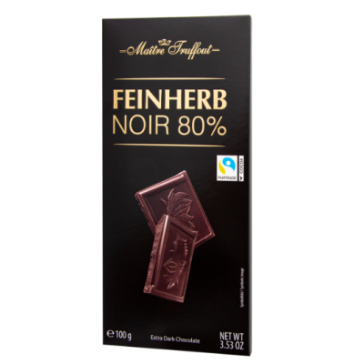 Шоколад плиточный Maitre Truffout Premium extra dark chocolate 80% 100г