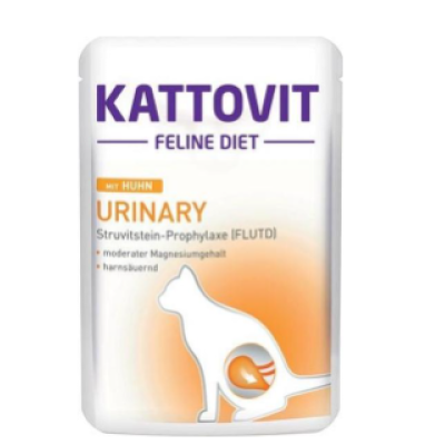 Специальный влажный корм для кошек Kattovit Urinary 85г при проблемах с мочевыводящими путями курица