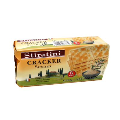 Крекер Stiratini Cracker Sesam 250г с хлопьями и кунжутом в мягкой упаковке