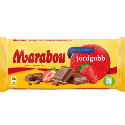 Шоколад плиточный с кусочками клубники Marabou Jordgubb 185 г лимитированная серия