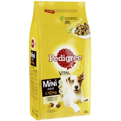 Сухой корм Pedigree Mini <10 кг Kanaa Ja Kasviksia 2кг курица и овощи