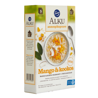 Кокосовая каша быстрого приготовления Fazer Alku Annospikapuuro Mango & Kookos 200 г (5 х 40 г) яблоко манго