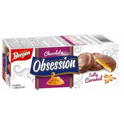 Печенье в шоколаде с начинкой из соленой карамели Bergen Obsession Salty Caramel 128г