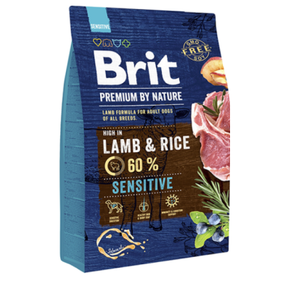 Сухой корм для собак с чувствительным пищеварением BRIT PREMIUM Sensitive 3кг баранина рис