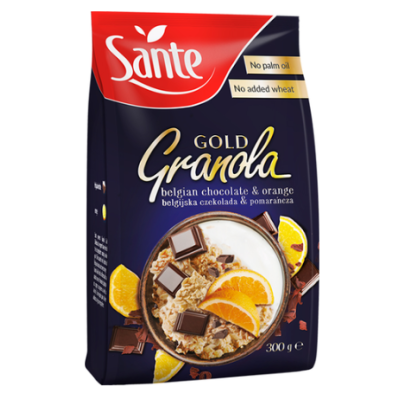 Мюсли SANTE GOLD GRANOLA 300г с бельгийским шоколадом и апельсином