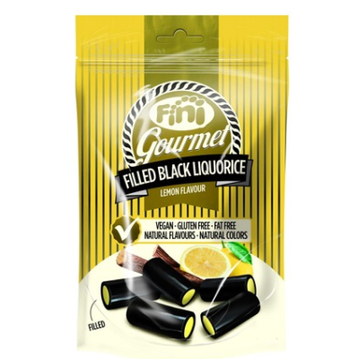 Конфеты с солодкой  и с лимоном Fini Gourmet Filled Black Licorice Lemon 180г