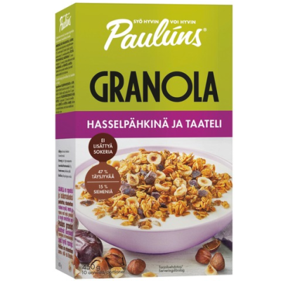 Мюсли с фундуком и финиками Pauluns Granola Hasselpahkina Ja Taateli 450г