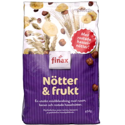 Мюсли Finax Notter Frukt 650г с грецкими орехами и фруктами