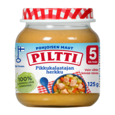 Детское питание овощи и лосось Piltti Pikkukalastajan 125 г с 5 месяцев