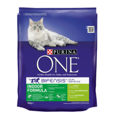 Полноценный корм для кошек Purina One Indoor 800г индейка и зерновые