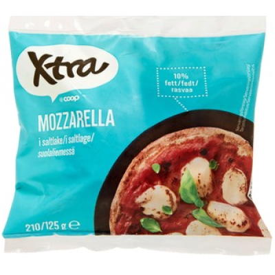 Сыр моцарелла в рассоле X-TRA Mozzarella 10% 210/125г