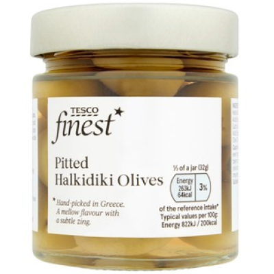 Оливки Халкидики без косточек Tesco Finest Kivettomat Halkidiki-Oliivit 210/95г