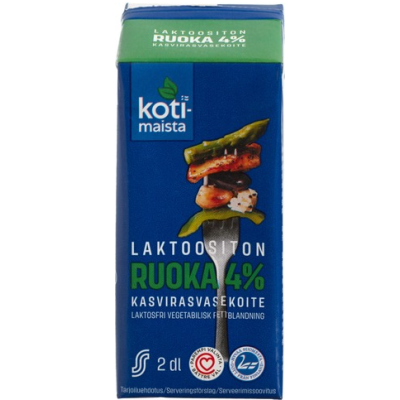 Сливки Kotimaista laktoositon Kevyt Ruoka 4% 2 дл без лактозы