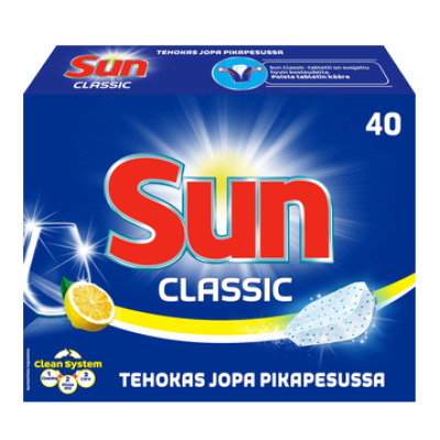 Таблетки для ПММ SUN Konetiskitabletti Classic Lemon 40 шт лимон