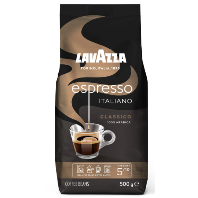 Кофе в зернах Lavazza Espresso Classica 500г в мягкой упаковке степень обжарки 5/10