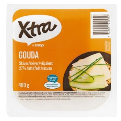 Сыр в нарезке X-tra Gouda 27% 400г