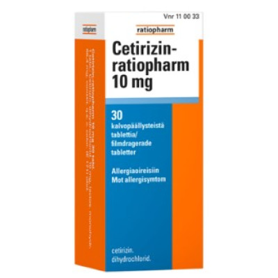 Противоаллергический препарат CETIRIZIN ratiopharm 10 mg 30таб