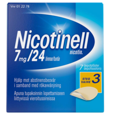 Никотиновый пластырь NICOTINELL DEPOTLAASTARI 7mg/ 24часа 7шт