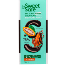 Плиточный темный шоколад Sly Sweet&Safe 75% подслащенный стевией 90г