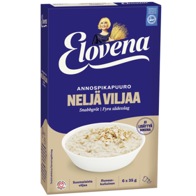 Каши быстрого приготовления Elovena Nelja Viljaa 210г четыре злака 6х35г