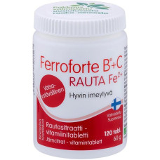 Железо + витамины В, С Ferroforte B + C rautasitraatti-vitamiinitabletti 120таб.