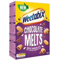 Хрустящие цельнозерновые подушечки Weetabix Melts maitosuklaa 360г с шоколадной начинкой 