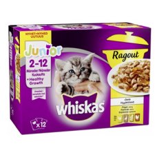 Полнорационный влажный корм для котят 2-12 месяцев Whiskas Junior Ragout 12x85г