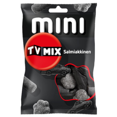 Лакричные конфеты Mini Tv Mix Salmiakkinen 110г