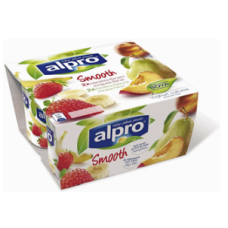 Соевый йогурт Alpro 2x (2x125г) персик-груша / клубника-банан 