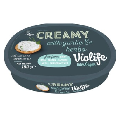 Веганский сливочный крем Violife 100% Vegan Creamy With Garlic & Herbs с чесноком и травами 150 г