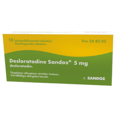 Противоаллергический препарат DESLORATADINE SANDOZ 5 мг 10 таб