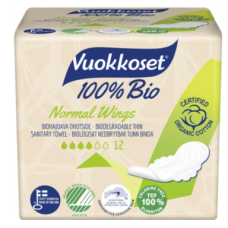 Прокладки гигиенические Vuokkoset 100% Bio Normal Wings 12 шт