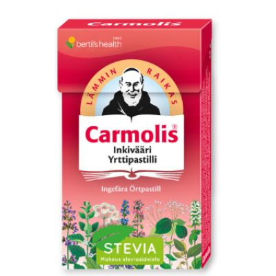 Травяные пастилки Carmolis INKIVAARI YRTTIPASTILLI Stevia 45г имбирь мята