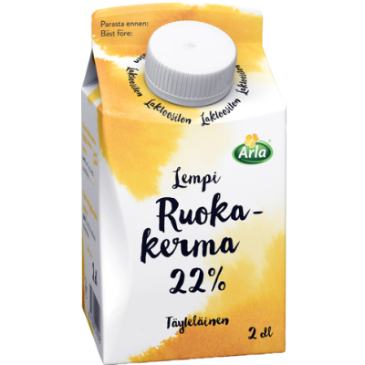 Сливки для приготовления Arla lempi ruokakerma 22% 200мл без лактозы