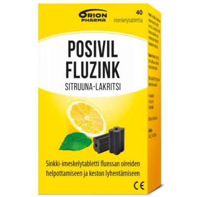 Леденцы от гриппа и простуды Posivil Fluzink 40шт лимон и лакрица