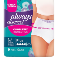 Трусы для защиты от недержания Always Discreet Complete Protection Plus размер M 9шт