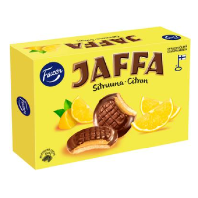 Бисквитное печенье Fazer Jaffa Lemon 300 г с мармеладной начинкой из лимона