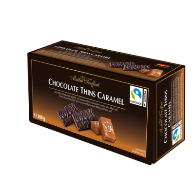 Шоколадные пластинки с карамелью и морской солью Maitre Truffout Chocolate Thins Caramel & Salt 200г