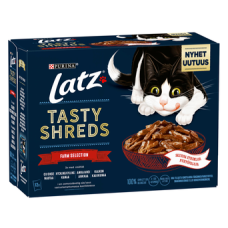 Влажный корм для кошек LATZ Tasty Shreds Farm Selection 12x80г