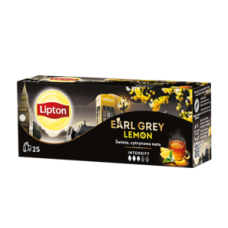 Чай черный пакетированный LIPTON Earl Grey с лимоном 25 х 2 г