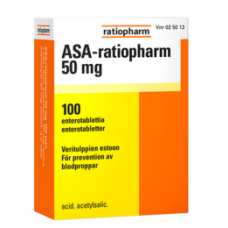 Препарат для профилактики артериальной тромбоэмболии ASA-ratiopharm 50мг 100таб