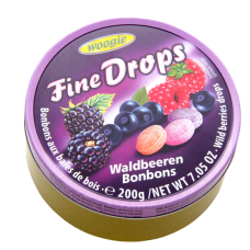 Леденцы Woogie Fine Drops Waldbeeren 200г лесные ягоды в ж/б